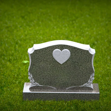 1503 - Granite Headstone with Heart and Laurel Design - 2