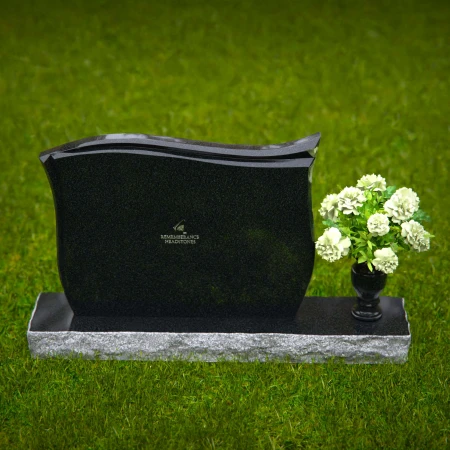 1305 - Contoured Granite Headstone with Polished Finish and Flower Vase