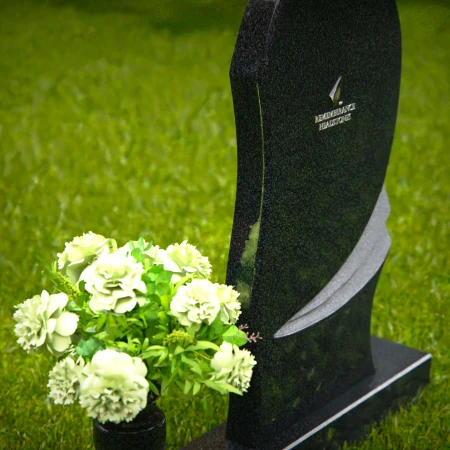 1282 - Contemporary Granite Headstone with Curved Artistic Design and Vase - 50