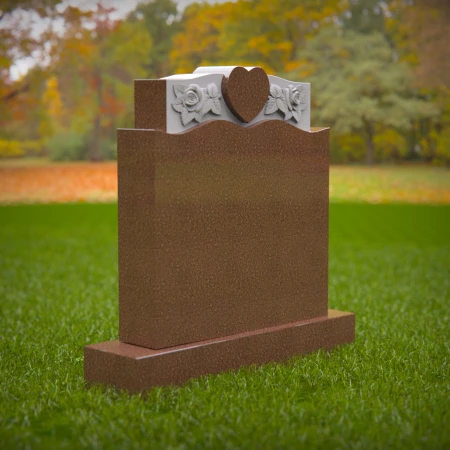 1429 - Heart-Themed Memorial Headstone with Floral Rose Detailing - 4