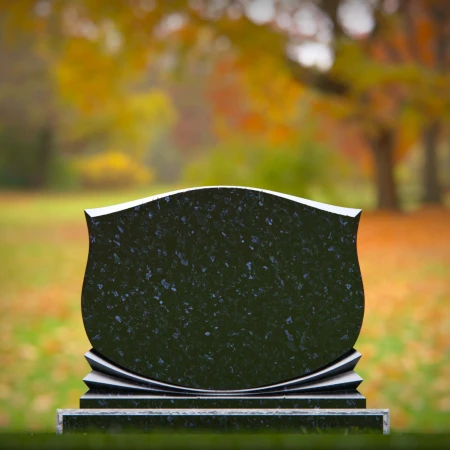 1480 - Elegant Shield-Shaped Granite Headstone with Layered Base - 1