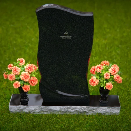 1301 - Modern and Elegant Granite Headstone with Flower Vases - Custom Memorial Design