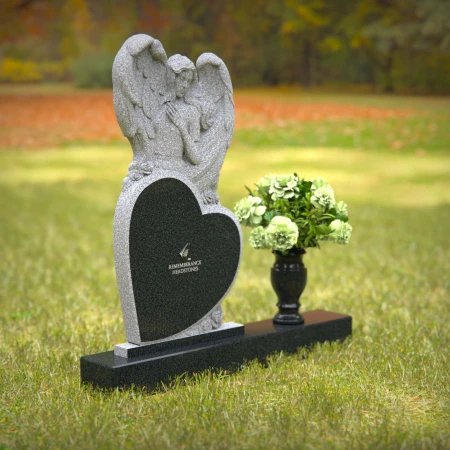 1236 - Heart-Shaped Angel Memorial Headstone - 21