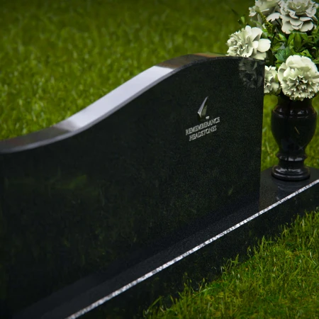 1258 - Modern Granite Headstone with Subtle Wave Design and Floral Vase – A Lasting Tribute - 6