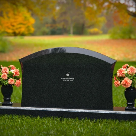 1313 - Arched Granite Headstone with Dual Flower Vases - 52