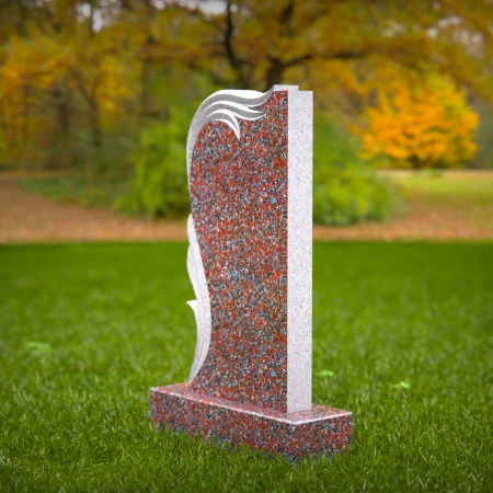 1476 - Modern Granite Headstone with Elegant Wave Design - 7