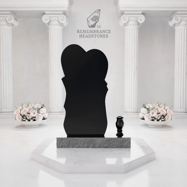 Premium Heart Shape Memorial with Flowing Ribbon & Lily Motif