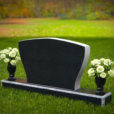 1325 - Elegant Double Vase Headstone with Contoured Design - 44