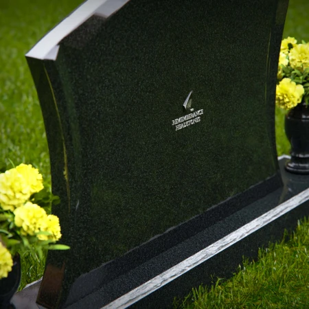 1306 - Waved Granite Headstone with Dual Flower Vases - 50