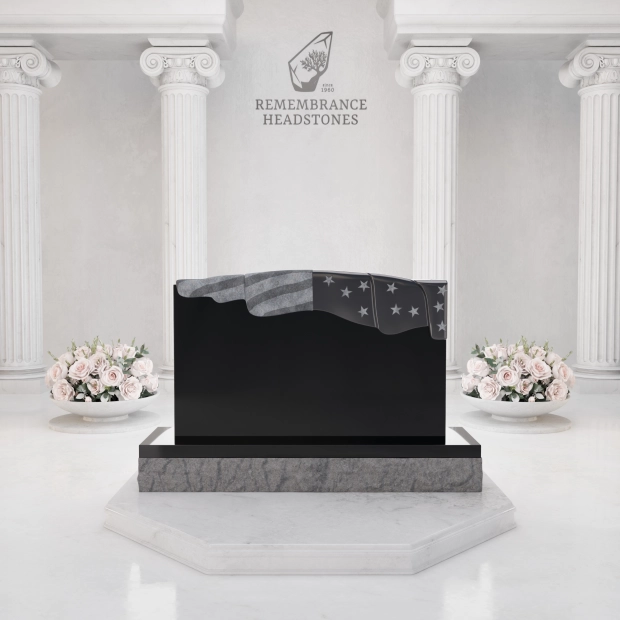 Luxury Military Granite Headstone with Patriotic Flag Design