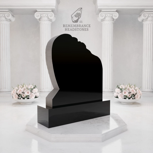 Luxury Heart-Shaped Granite Monument — Weeping Angel Relief