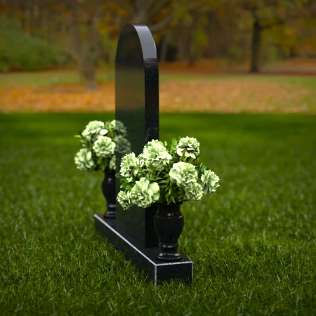 1254 - Elegant Granite Headstone with Arched Design - A Timeless Memorial - 47