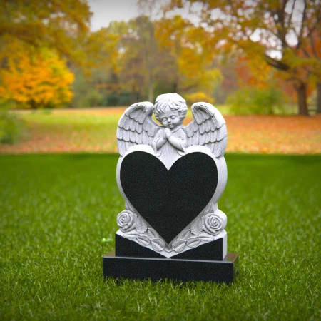 1444 - Children’s Memorial Headstone with Praying Angel and Heart Design