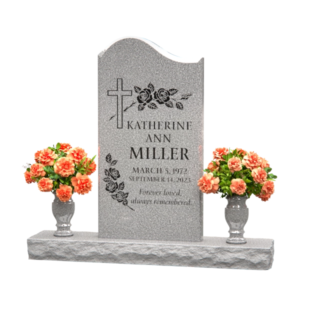 1201001 - Elegante Lápida Vertical con Arreglo Floral