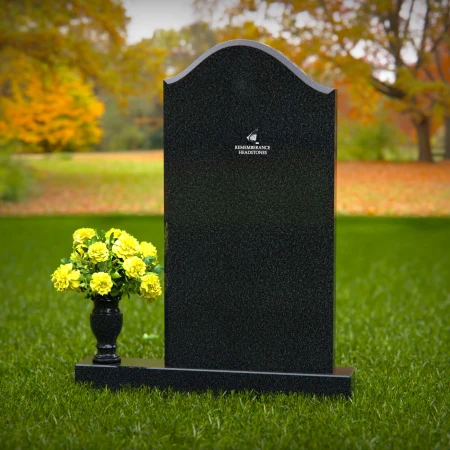 1316 - Elegant Single Granite Headstone with Curved Top and Flower Vase - 54