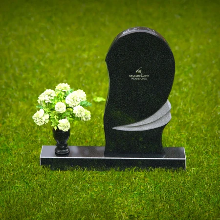 1282 - Contemporary Granite Headstone with Curved Artistic Design and Vase