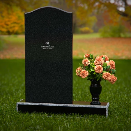 1286 - Upright Granite Headstone with Elegant Curved Top and Vase - 51