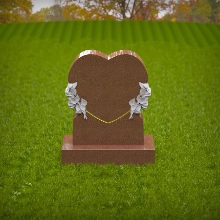 1415 - Heart-Shaped Memorial Headstone with Floral Engraving in a Peaceful Cemetery - 5