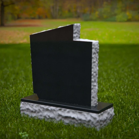 1256 - Unique Two-Tone Granite Headstone with Star of David Accent – Elegant Memorial Design - 45