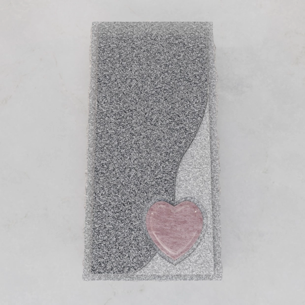 Luxury Modern Granite Ledger Memorial with Portrait & Heart Inlay