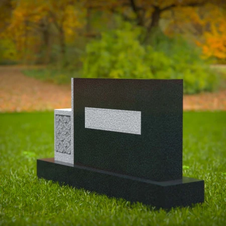 1605 - Modern Memorial Headstone with Geometric and Floral Elements - 5