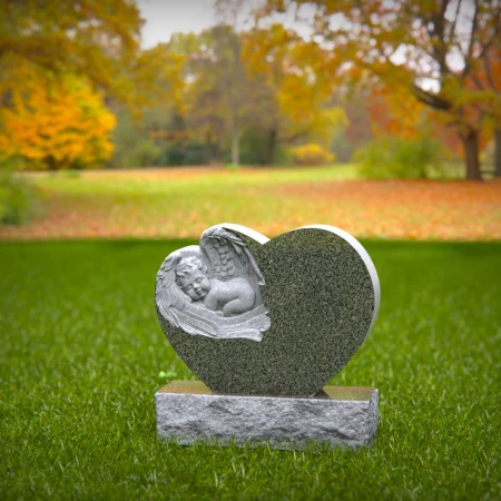 1453 - Heart-Shaped Angel Baby Memorial Headstone