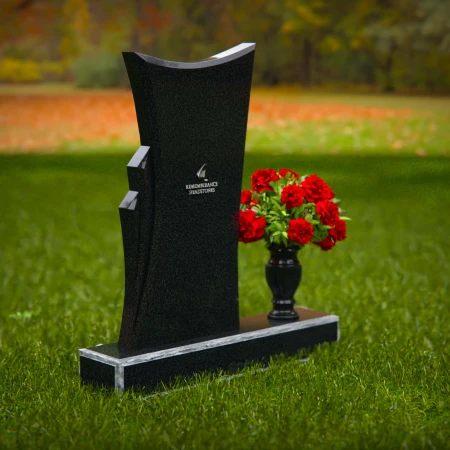 1308 - Contemporary Granite Headstone with Unique Shape and Flower Vase - 52