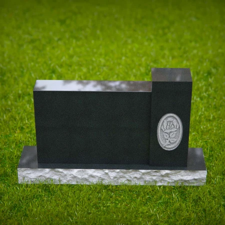 1589 - Modern Black Granite Headstone with Engraved Rose – Elegant Memorial - 6