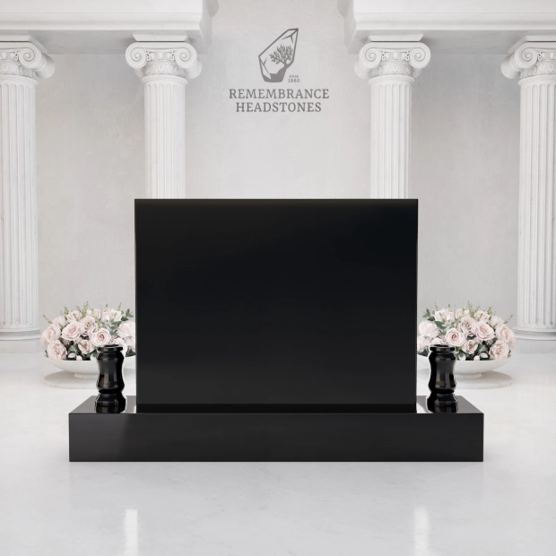 Premium Companion Granite Memorial with Floral Tribute