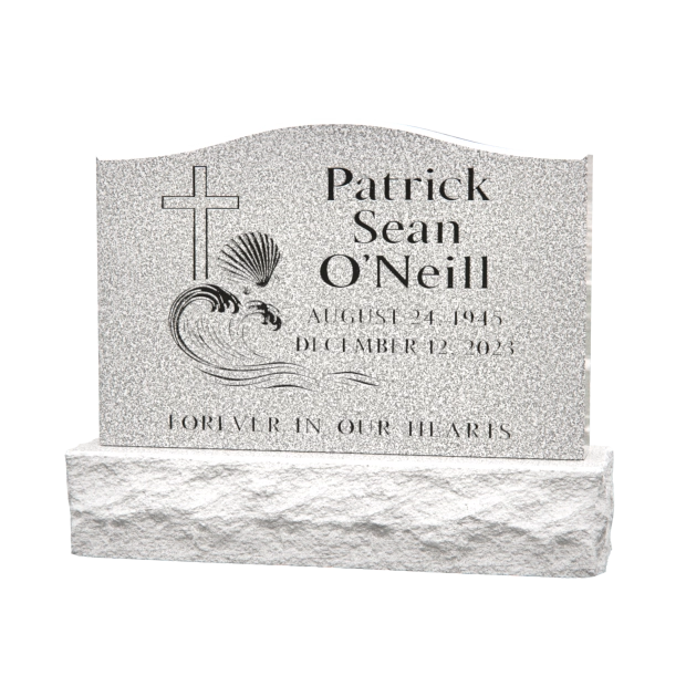 1201016 - Sanfter Gedenkstein mit floralem Gravuren und weichem, geschwungenem Design