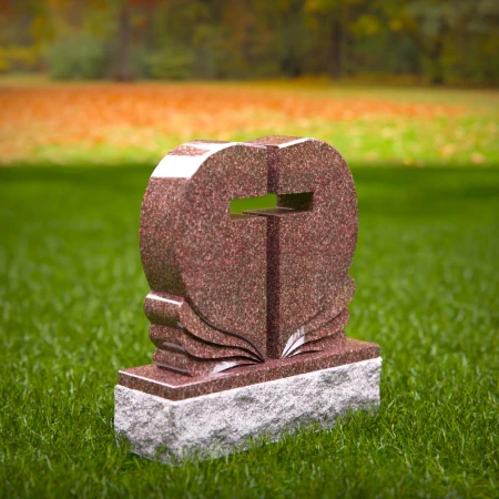 1395 - Heart-Shaped Christian Memorial Headstone with Cross Cutout - 3