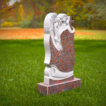 1527 - Granite Angel Headstone with Cross Accent - 7