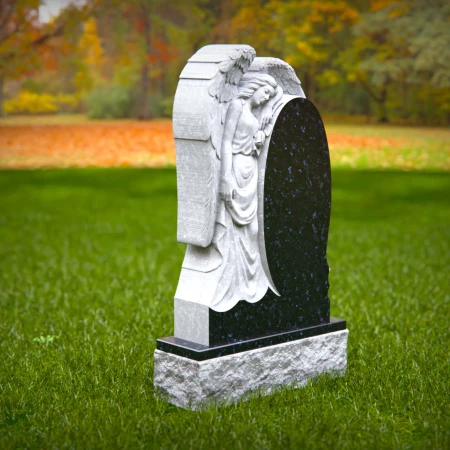 1512 - Granite Angel Memorial Headstone with Carved Sculpture - 7