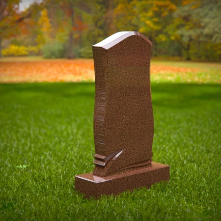 1481 - Classic Curved Brown Granite Headstone with Elegant Base - 6