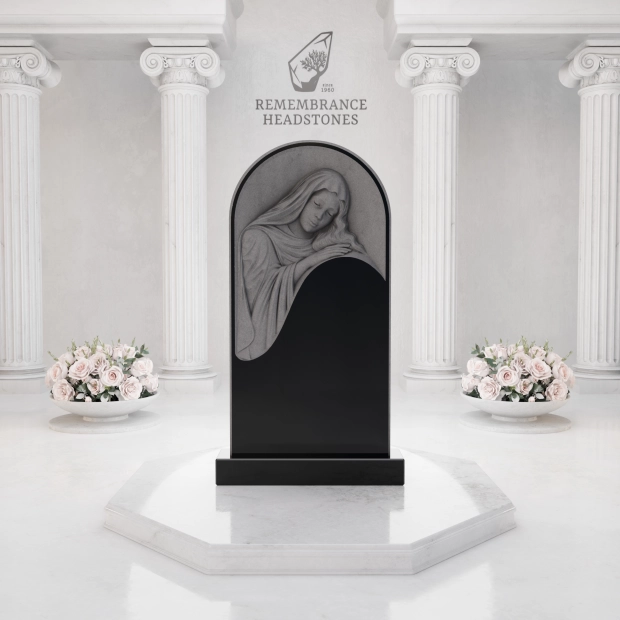 Luxury Upright Granite Monument — Arched Madonna 