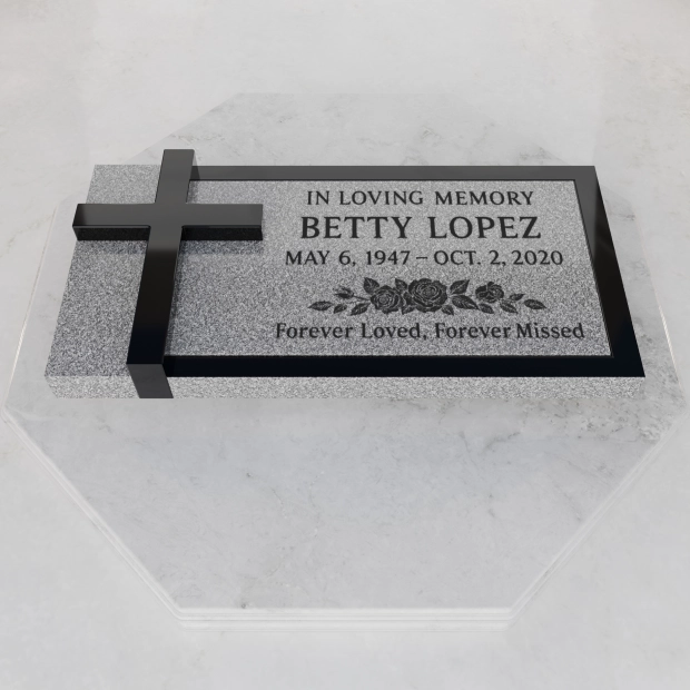 Luxury Cross Flat Granite Headstone