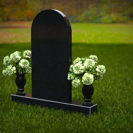 1254 - Elegant Granite Headstone with Arched Design - A Timeless Memorial - 43