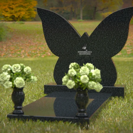 1252 - Butterfly-Shaped Granite Headstone for Children - Elegant Memorial Design - 2