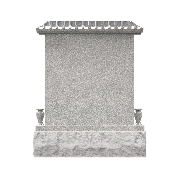 1201075 - Upright Granite Monument With Asian-Inspired Roof Design