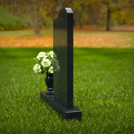 1287 - Granite Headstone with Cross Design and Flower Vase - 55