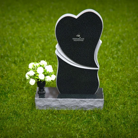 1361 - Modern Heart-Shaped Granite Headstone with Elegant Layered Design - 53