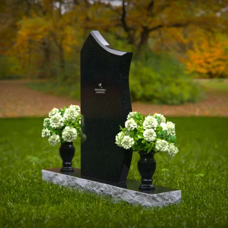 1365 - Modern Asymmetrical Granite Headstone – Unique Memorial Design - 55