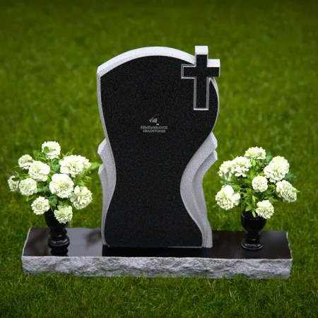 1343 - Graceful Memorial Headstone with Cross Detail - 56