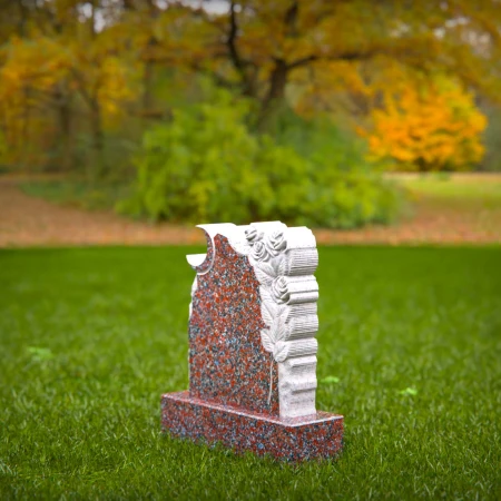 1473 - Granite Headstone with Crescent Moon and Rose Carving - 7