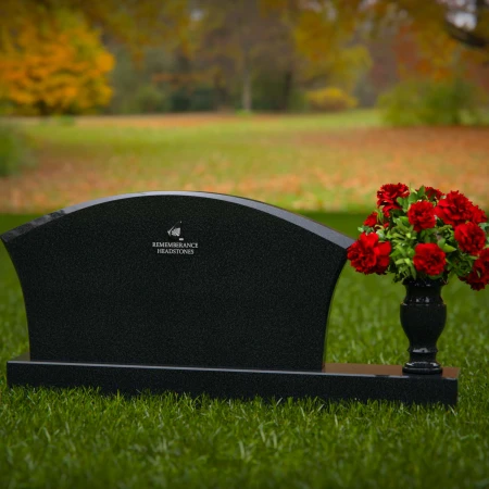 1296 - Contoured Granite Headstone with Single Flower Vase - 53