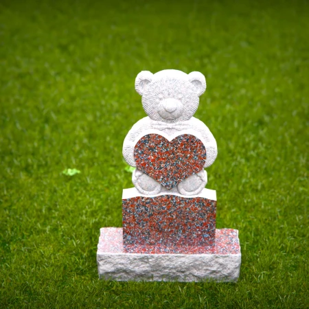 1484 - Adorable Teddy Bear Headstone with Heart Design - 1