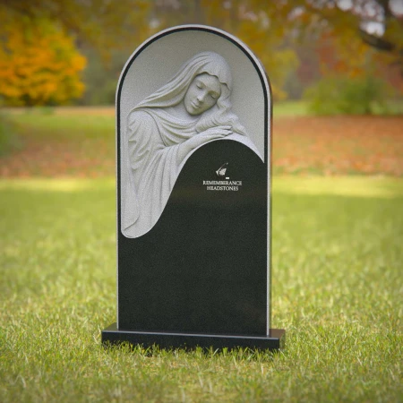 1235 - Elegant Granite Headstone with Engraved Religious Figure