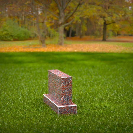 1467 - Custom Red Granite Pet Memorial Headstone with Engraved Paw Print - 1