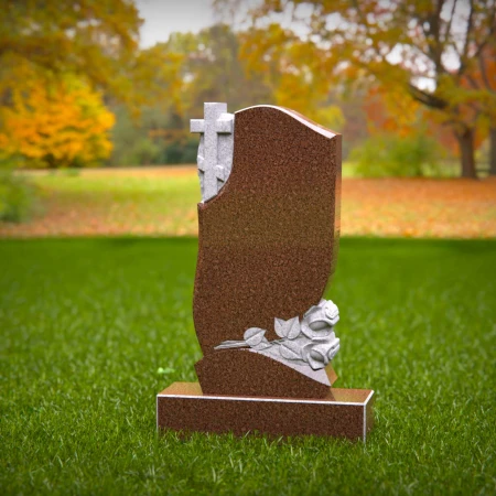 1522 - Granite Headstone with Cross and Rose Engraving