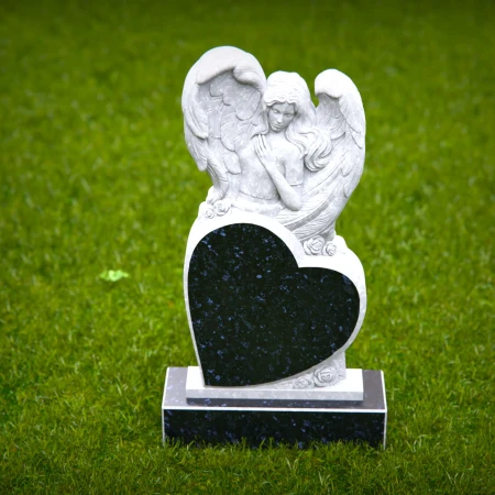 1531 - Heart-Shaped Angel Memorial Headstone - 2